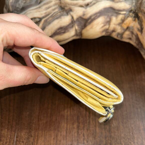 Cole Haan yellow leather Card wallet tri-fold - Picture 3 of 9